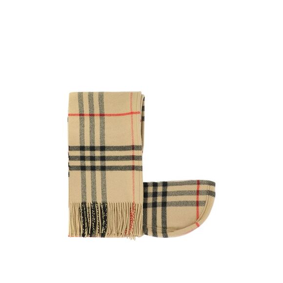 Luxurious Wool Cashmere Hooded Scarf for Men - Beige - Picture 1 of 2